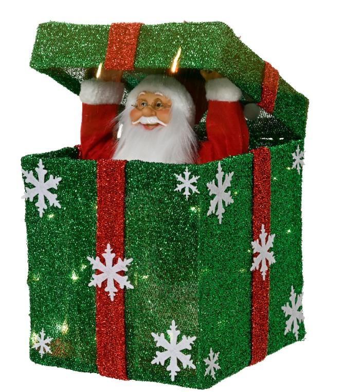 SCATOLA SANTA CLAUS LED BATTERIA NDOOR CM25X25X50H GREEN/RED