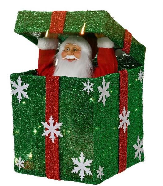 SCATOLA SANTA CLAUS LED BATTERIA NDOOR CM25X25X50H GREEN/RED