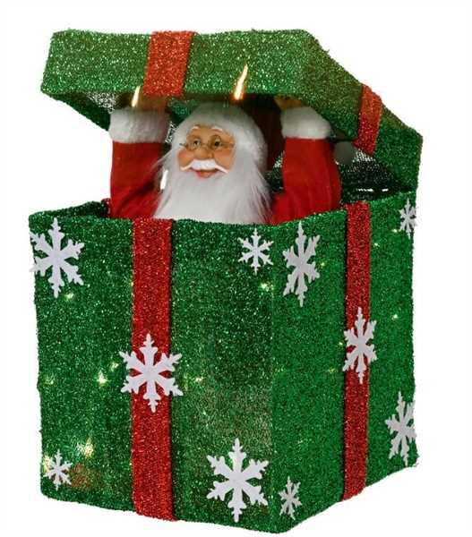 SCATOLA SANTA CLAUS LED BATTERIA NDOOR CM25X25X50H GREEN/RED