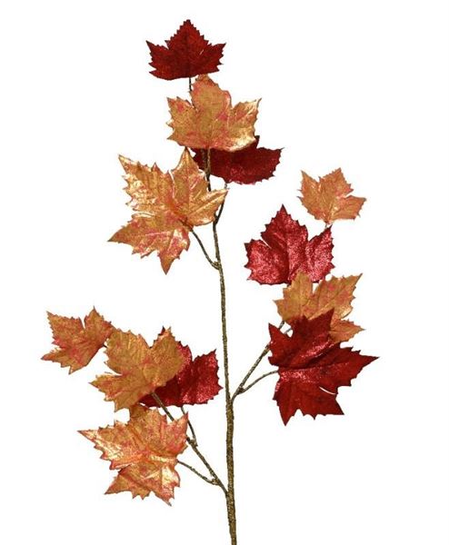 RAMO FOGLIE D'ACERO METALLIC GLITTER CM.31X6X100H BURGUNDY