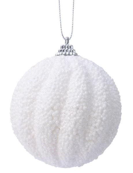 PALLINA NATALE PLASTICA DIA8CM PERLINE WHITE