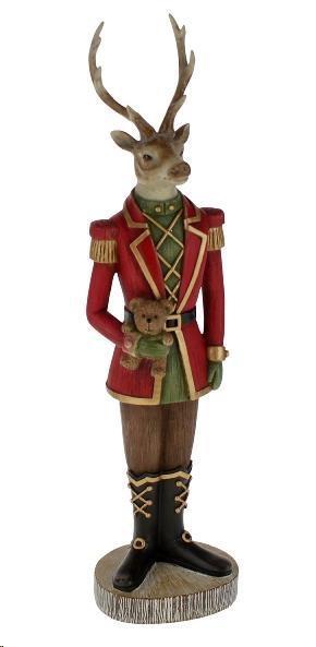 FIGURA DECORATIVA RENNA POLIRES. CON ORSETTO CM.9,5X8X37,5H