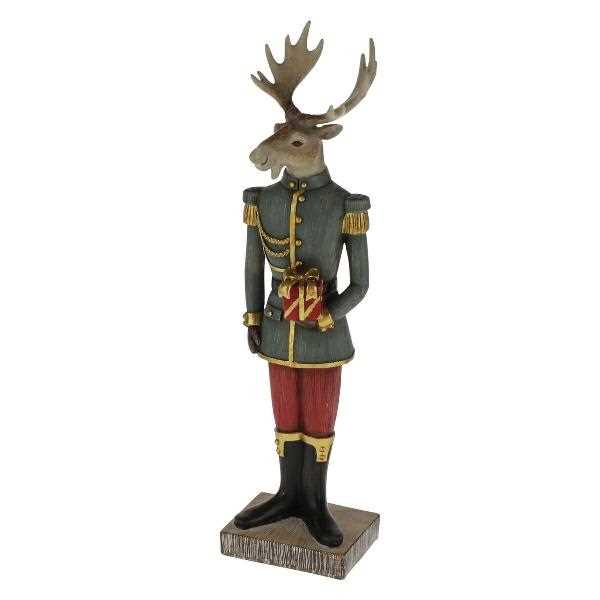 FIGURA DECORATIVA ALCE POLIRESINA CON REGALO CM.10X8X38H