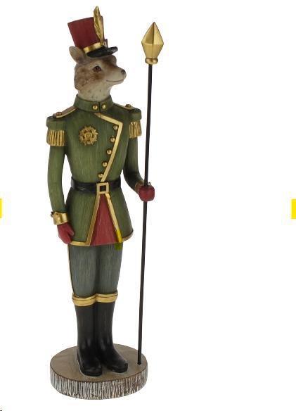 FIGURA DECORATIVA VOLPE POLIRESINA CON LANCIA CM.9,5X8X34H