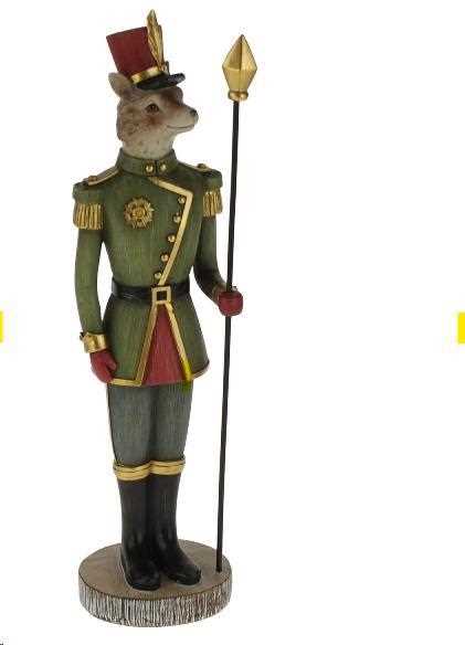 FIGURA DECORATIVA VOLPE POLIRESINA CON LANCIA CM.9,5X8X34H