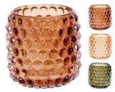 PORTA TEALIGHT VETRO 8X8CM 3ASS