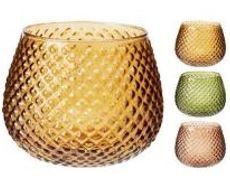 PORTA TEALIGHT VETRO 18CM 3ASS