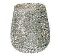 PORTA CANDELA VETRO PERLINE 13CM