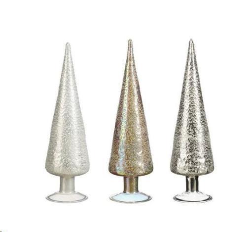DECORATION TREE GLASS WHITE SILVER GOLD 3 ASSORTED - H30XD9C