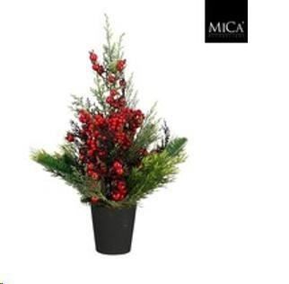 X-MAS TREE CEDAR IN POT RED - H45XD18CM