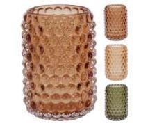 PORTA TEALIGHT VETRO 8X12CM 3ASS