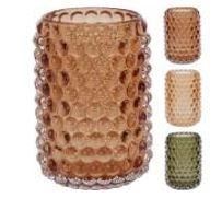 PORTA TEALIGHT VETRO 8X12CM 3ASS