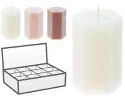 CANDELA 7X10CM ESAGONALE 3ASS