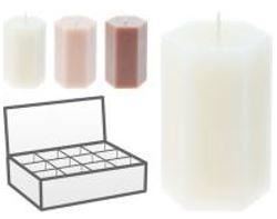 CANDELA 7X10CM ESAGONALE 3ASS