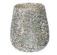 PORTA CANDELA VETRO PERLINE 13CM