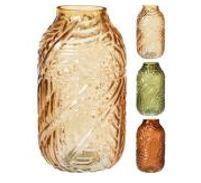 VASO VETRO 21CM FOGLIA 3ASS