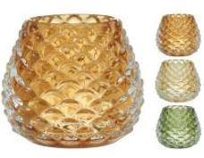 PORTA TEALIGHT VETRO 8CM 3ASS