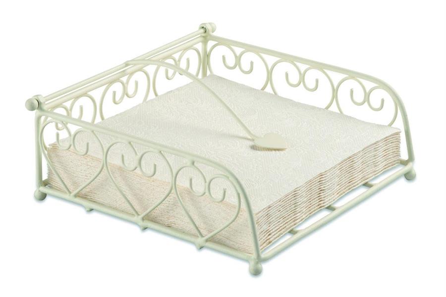 PORTA TOVAGLIOLI CREMA C/CUORE GRANDE CM18X18XH7