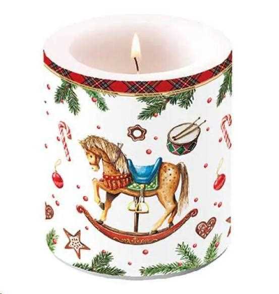 CANDLE MEDIUM CLASSIC ROCKING HORSE WHITE