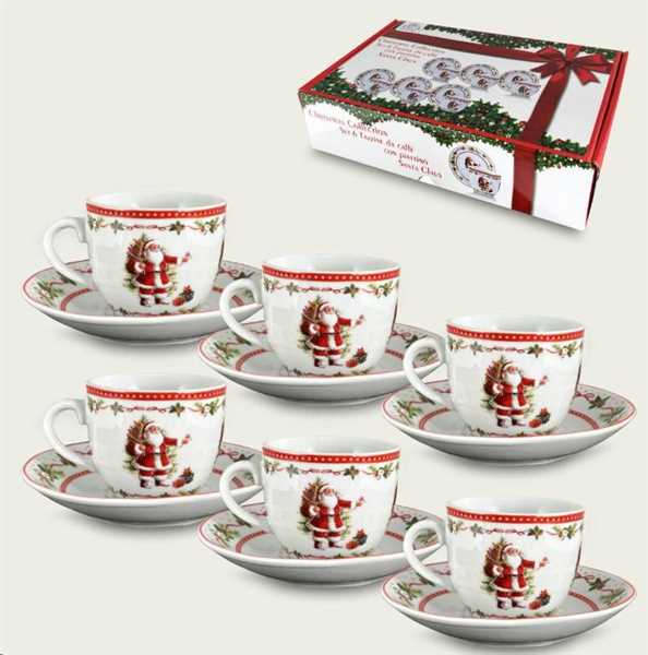 SET 6 TAZZE C/PIATTO SANTA CLAUS
