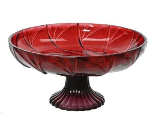 ALZATA PER TORTA IN VETRO ROSSO  CM.D.20XH.10