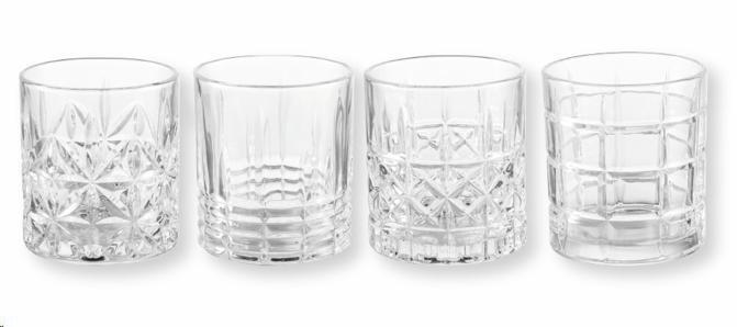 SET 4 PZ BICCHIERE BLUES DECORI ASSORTITI VETRO CM.D8X9H