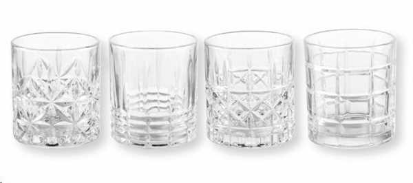 SET 4 PZ BICCHIERE BLUES DECORI ASSORTITI VETRO CM.D8X9H