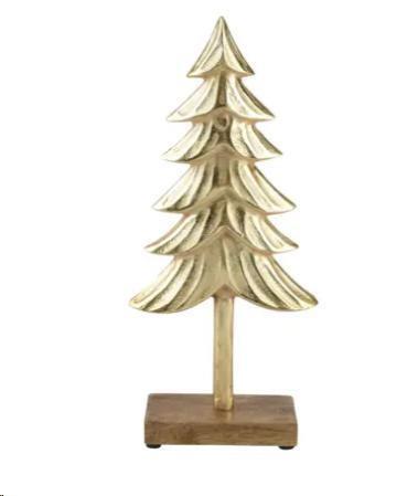 ALBERO DI NATALE ORO CON BASE IN LEGNO CM15X6XH.33