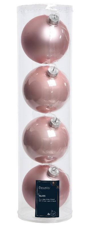 CONFEZIONE 4 PALLINE NATALE VETRO DIA10CM BLUSH PINK
