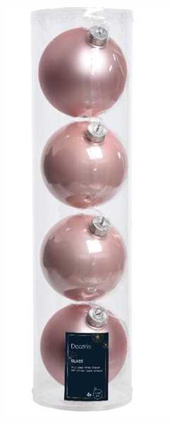 CONFEZIONE 4 PALLINE NATALE VETRO DIA10CM BLUSH PINK