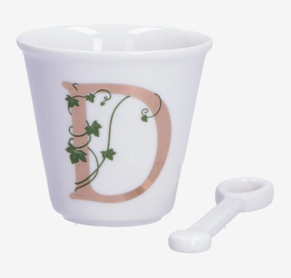 BICCHIERINO UNICO LETTERA 'D' CON CUCCHIAINO 75CC GIFT BOX
