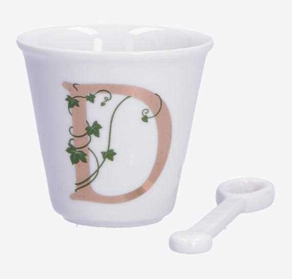 BICCHIERINO UNICO LETTERA 'D' CON CUCCHIAINO 75CC GIFT BOX