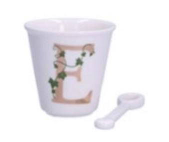 BICCHIERINO UNICO LETTERA 'E' CON CUCCHIAINO 75CC GIFT BOX