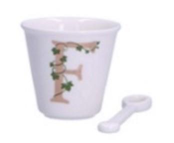 BICCHIERINO UNICO LETTERA 'F' CON CUCCHIAINO 75CC GIFT BOX