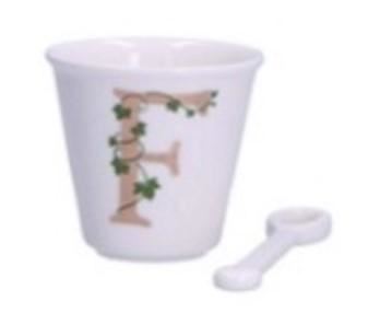 BICCHIERINO UNICO LETTERA 'F' CON CUCCHIAINO 75CC GIFT BOX
