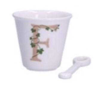 BICCHIERINO UNICO LETTERA 'F' CON CUCCHIAINO 75CC GIFT BOX