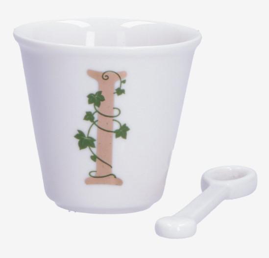BICCHIERINO UNICO LETTERA 'I' CON CUCCHIAINO 75CC GIFT BOX