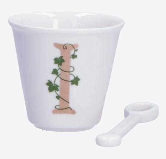 BICCHIERINO UNICO LETTERA 'I' CON CUCCHIAINO 75CC GIFT BOX