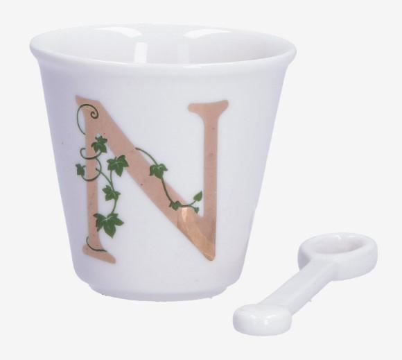 BICCHIERINO UNICO LETTERA 'N' CON CUCCHIAINO 75CC GIFT BOX