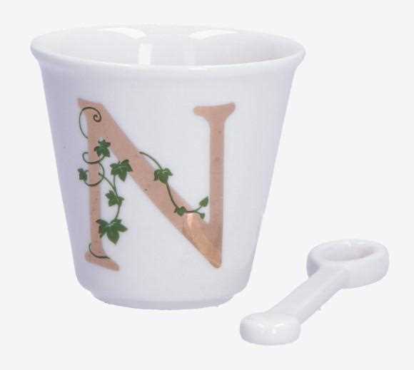 BICCHIERINO UNICO LETTERA 'N' CON CUCCHIAINO 75CC GIFT BOX