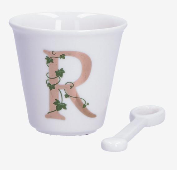 BICCHIERINO UNICO LETTERA 'R' CON CUCCHIAINO 75CC GIFT BOX