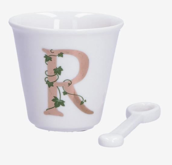 BICCHIERINO UNICO LETTERA 'R' CON CUCCHIAINO 75CC GIFT BOX