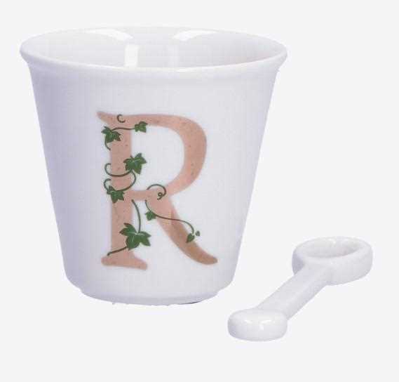 BICCHIERINO UNICO LETTERA 'R' CON CUCCHIAINO 75CC GIFT BOX