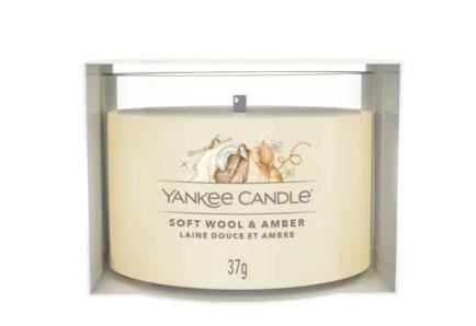 FILLED VOTIVE SOFT WOOL AMBER