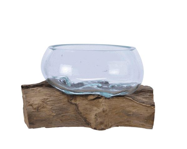 BOWL RECYCLED GLASS L20.00-W20.00-H0.00CM NATURAL