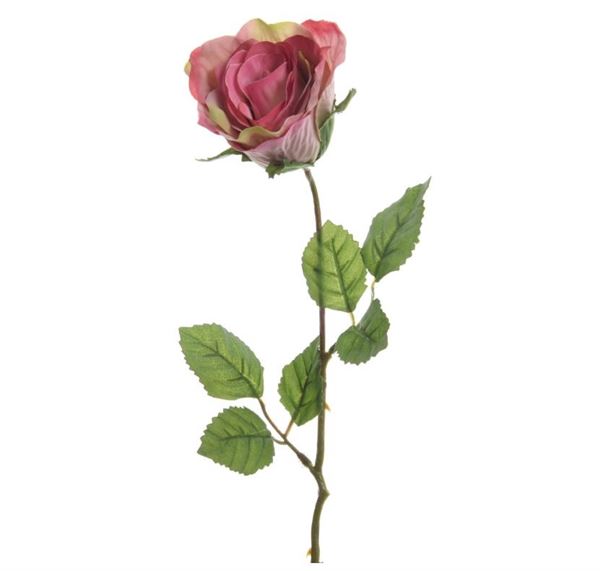 ROSE ON STEM POLY SOFT PINK D.7CMXH.45CM