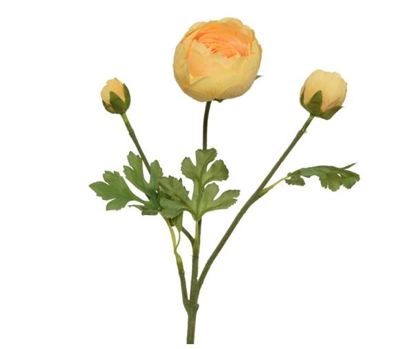 RANUNCULUS ON STEM POLY  REAL TOUCH FINISH YELLOW 10CMX5CMXH