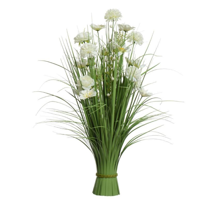 GRASS PEONY FLOWER-CHRYSANTHEMUM POLY GREEN/WHITE 35CMX35CMX
