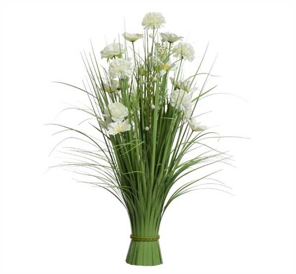 GRASS PEONY FLOWER-CHRYSANTHEMUM POLY GREEN/WHITE 35CMX35CMX