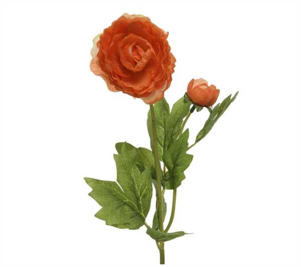 CAMELIA ON STEM POLY  ORANGE 10CMX8CMXH.57CM